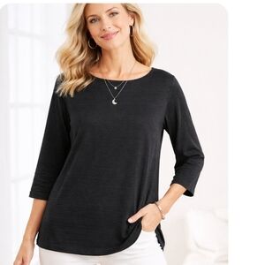 Chico's Black Knit Top Women Size 2